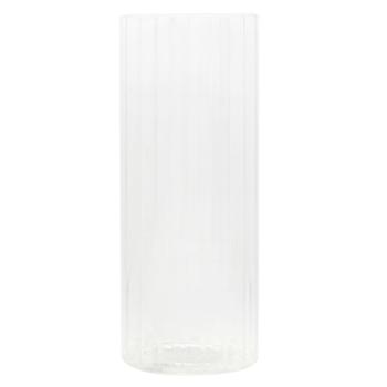 Cylinder Fluted Glass Vase 10*25cm