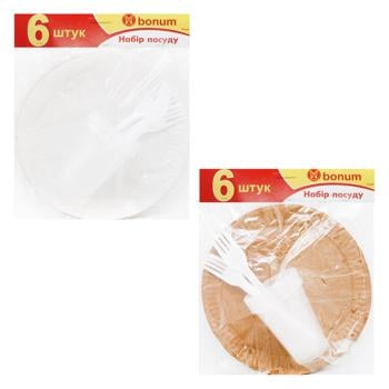 Bonum Disposable Tableware Set 6pcs - buy, prices for ULTRAMARKET - photo 1