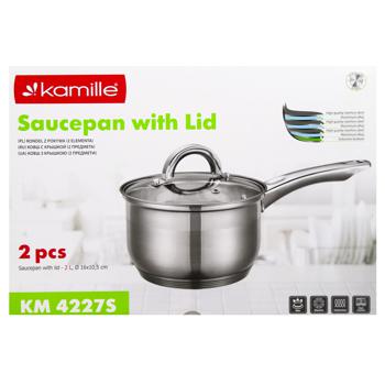 Kamille Stainless Steel Ladle with Glass Lid 2l 16x10.5cm - buy, prices for MegaMarket - photo 3