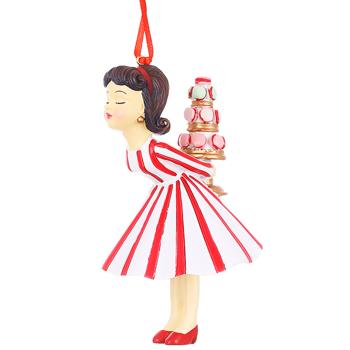 Bona Di Girl with Macaroons Decorative Hanging Figurine 8.5x7.4x13.5cm Red with White - buy, prices for - photo 1