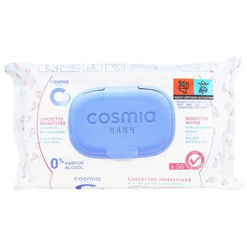 Салфетки Cosmia детские для чувствительной кожи с экстрактом ромашки 56шт