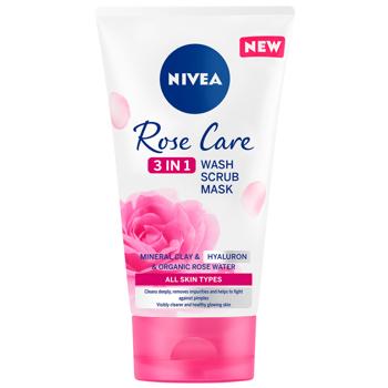 Гель, скраб и маска Nivea Rose Care 3в1 150мл - купить, цены на NOVUS - фото 1