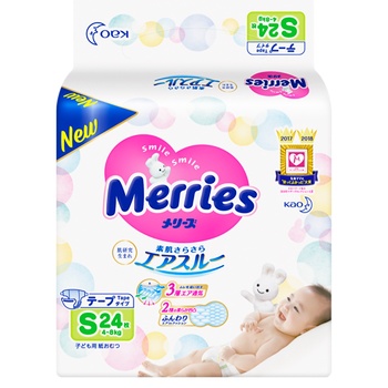 Підгузки Merries S 4-8кг 24шт - купити, ціни на КОСМОС - фото 1