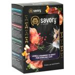 Корм влажный Savory с ягненком и клюквой для стерилизованных кошек 3+1шт х 85г