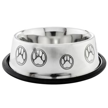 Миска Arjan Impex Non Tip Etched металлическая 940мл серебристый - купить, цены на MasterZoo - фото 1