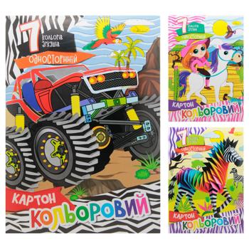 Картон кольоровий Апельсин односторонній А4 7 аркушів