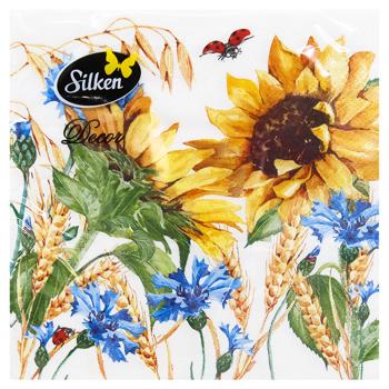 Серветки столові Silken Соняшник та божа корівка 18шт*3шар 33*33