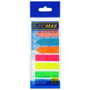 Закладки Buromax Neon пластикові з клейким шаром 45x12мм 8 кольорів по 25 аркушів