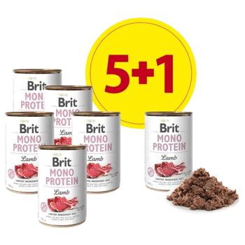 Brit Care Mono Protein набір вологого корму для собак 5+1 шт х 400 г - ягня - купити, ціни на MasterZoo - фото 1