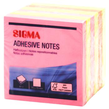 Бумага для заметок Sigma 75х75мм 6 блоков х 80 листов - купить, цены на METRO - фото 1