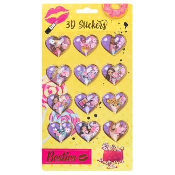 Набір для творчості Besties Серце 3D наліпки з блискітками 12шт - купити, ціни на Таврія В - фото 1
