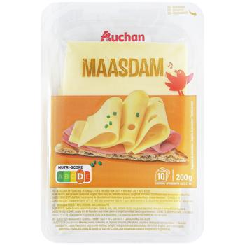 Auchan Maasdam Sliced Cheese 200g - buy, prices for Auchan - photo 1