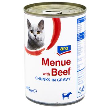 Aro Menue with Beef Chunks in Gravy Cat Feed 415g - buy, prices for METRO - photo 1