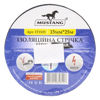 Ізоляційна стрічка Mustang Standart 15мм 25м - купити, ціни на МегаМаркет - фото 1