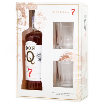 Ром Don Q Reserva 7yo Box 40% 0,7л та 2 бокали - купити, ціни на ULTRAMARKET - фото 1