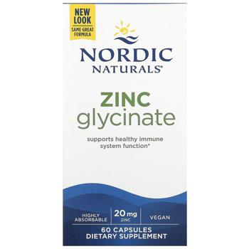 Глицинат цинка, Zinc Glycinate, Nordic Naturals, 20 мг, 60 капсул - купить, цены на Biotus - фото 4