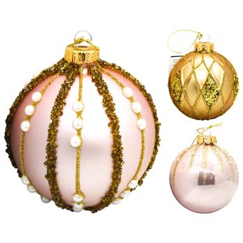 Decoris Pink/Gold Christmas Tree Ball 8cm in assortment