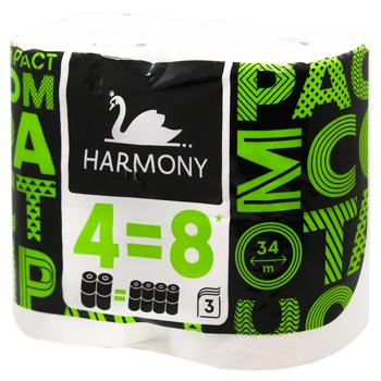 Harmony Compact 3-Ply Toilet Paper 4pcs - buy, prices for MegaMarket - photo 2