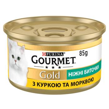 Корм влажный Gourmet Gold Нежные биточки с курицей и морковью для кошек 85г - купить, цены на КОСМОС - фото 2