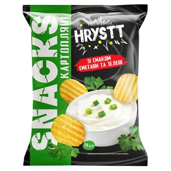 Hrystt Potato Snacks with Sour Cream and Herbs Flavor 70g - buy, prices for Ideal - photo 1