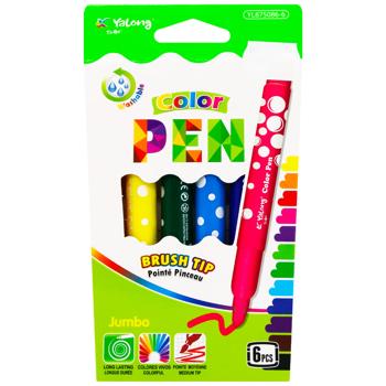 Yalong Jumbo Felt-Tip Pen Set 6-Color