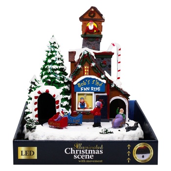 Illuminated Christmas Scene with movement 24 cm in assortment