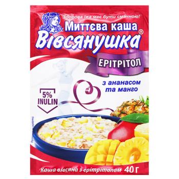 Каша вівсяна з ерітрітолом, манго та ананасом Вівсянушка 40г - купить, цены на NOVUS - фото 1