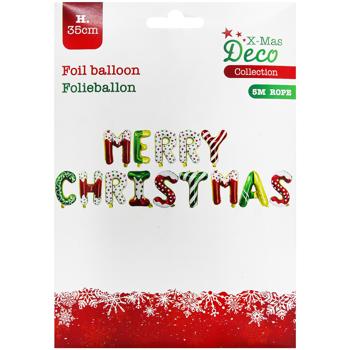 Растяжка Merry Christmas надувные буквы 35см - купить, цены на Auchan - фото 2