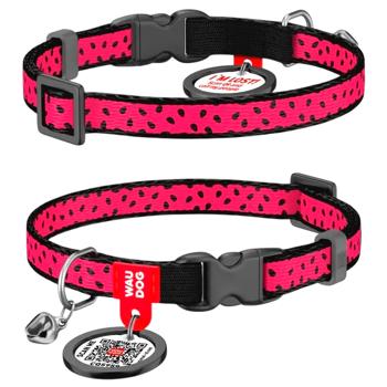 Ошейник для кошек Waudog Nylon нейлоновый с QR паспортом 20-30см/10мм с рисунком арбуз - купить, цены на MasterZoo - фото 1