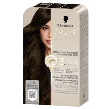 Крем-фарба для волосся Schwarzkopf Creme Supreme 4-0 Каштановий - купити, ціни на КОСМОС - фото 1