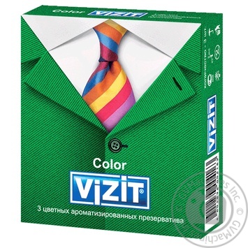 Презервативы Vizit Color ароматизированные латексные прозрачные гладкие с накопителем и силиконовой смазкой 3шт