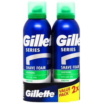 Піна для гоління Gillette Series Для чутливої шкіри з алое вера 200мл + 200мл - купити, ціни на Ідеал - фото 1
