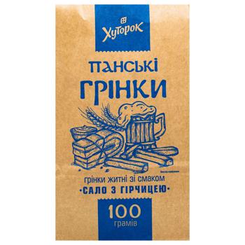 Грінки Хуторок Панські житні зі смаком сала з гірчицею 100г - купити, ціни на NOVUS - фото 1