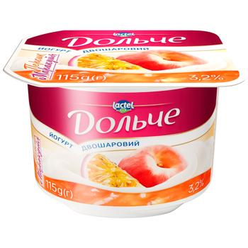 Dolce Peach-Passion Fruit Two-Layer Flavored Yogurt 3.2% 115г