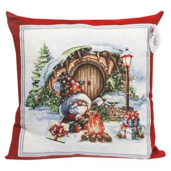 Provence Christmas Bonfire Gnome near the Brown Door Pillow 45х45cm - buy, prices for - photo 1