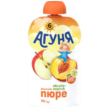 Пюре Агуня Яблуко-персик 90г - купити, ціни на КОСМОС - фото 1