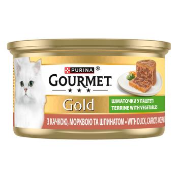 Корм вологий Gourmet Gold з качкою, морквою та шпинатом для котів 85г - купити, ціни на КОСМОС - фото 3