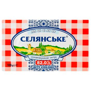 Масло Селянське Екстра солодковершкове 82% 180г - купити, ціни на Ашан - фото 1