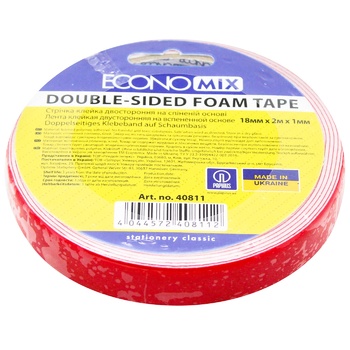 Economix Adhesive tape bilateral on a soft basis 18mmX2mX1m - buy, prices for Tavria V - photo 2