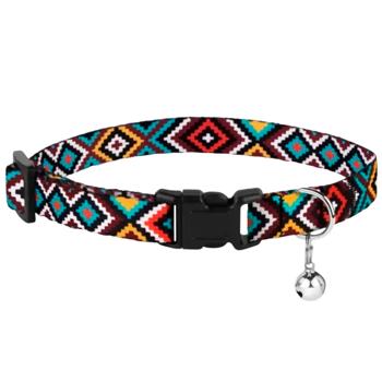 Ошейник для кошек BronzeDog Urban нейлоновый XS 18-28см/10мм ментоловый с гуцульским принтом