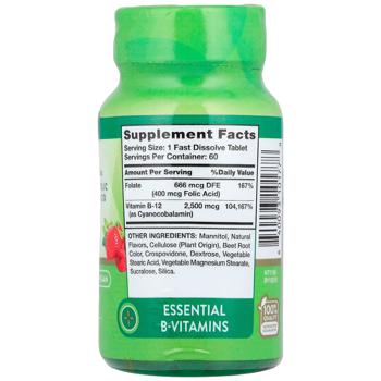 Вітамін B-12 плюс фолієва кислота, Vitamin B-12, Nature's Truth, смак ягід, 2500 мкг, 60 швидкорозчинних таблеток - купити, ціни на Біотус - фото 2