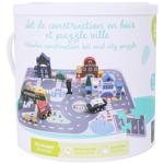 One Two Fun Wooden Construction Set and City Puzzle 75pcs