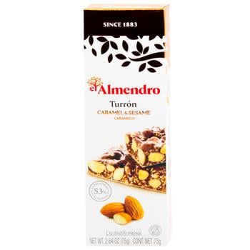 El Almendro Almond-Caramel Crispy Turron with Sesame Seeds 75g - buy, prices for WINETIME - photo 1