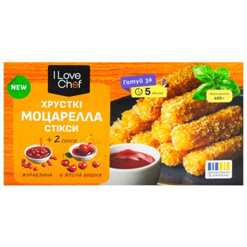 Сыр I Love Chef Моцарелла стиксы хрустящие в панировке с ягодными соусами замороженный 450г - купить, цены на КОСМОС - фото 2