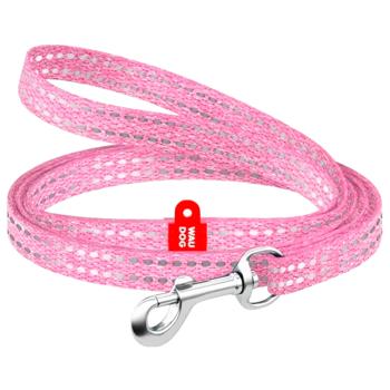 Поводок Waudog Re-cotton хлопковый светоотражающий 2м/10мм розовый