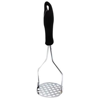 Potato Masher with a Black Rubber Handle