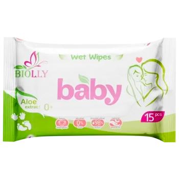 Салфетки влажные Biolly Baby алоэ 15шт