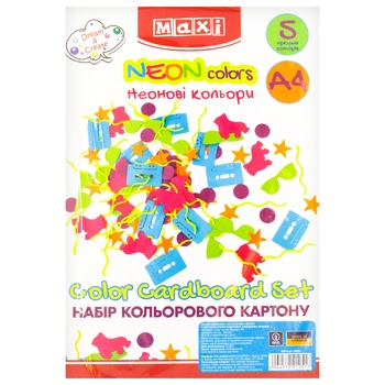 Картон Maxi Неон цветной 5 цветов 5л