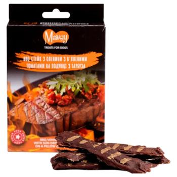 Лакомство для собак Mavsy Refined Jerky Стейк из оленины с вялеными томатами на подушке из тыквы 100г - купить, цены на MasterZoo - фото 1