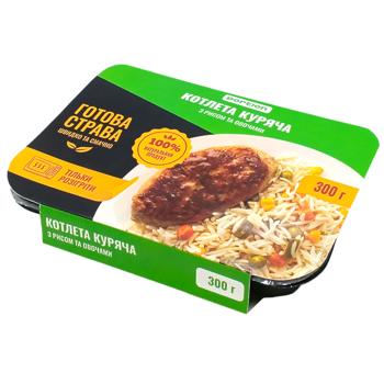 Котлета кур.з рис.та овоч.300г (лоток+рукав+стол.набір) - купити, ціни на Чудо Маркет - фото 1
